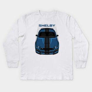 Ford Mustang Shelby GT350 2015 - 2020 - Ford Performance Blue - Black Stripes Kids Long Sleeve T-Shirt